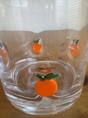 Hand Blown Juice Lowball Cocktail Glass Tumbler Oranges/Peaches? Clear