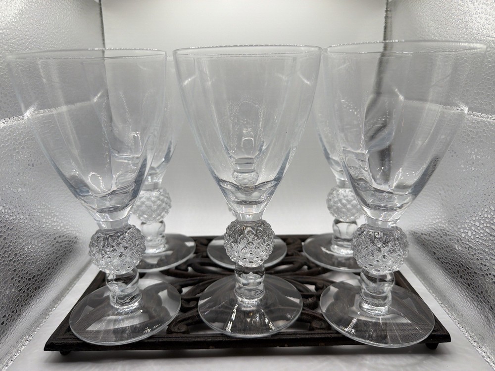 Morgantown Golf Ball Stemware Set 6 Vintage Clear Cocktail Goblets MCM