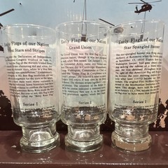 Early Flags of Our Nation Series I 12 oz Printed Glass Tumblers Set of 3 1973