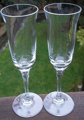 SET OF 2 TOWLE TUDOR 8 3/4 inch Fluted Champagne Glasses EXCELLENT CONDITION