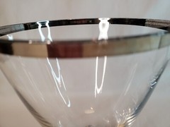 2 Fostoria Wedding Ring Crystal Water Goblet Silver Platinum Rim Vintage