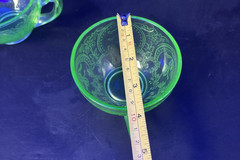 Lot Of 5 Uranium Indiana Glass Horseshoe Cup & Saucer Sets Green Depression GLOW