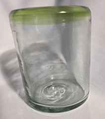 Hand Crafted Blown Glass Green Trimmed Drinking Glasses