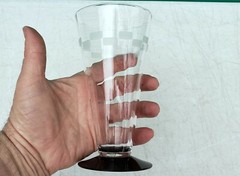 Art Deco LOUIE Black Foot Clear Etched Bowl 12oz 6″ Water Glass Tumbler 1930s