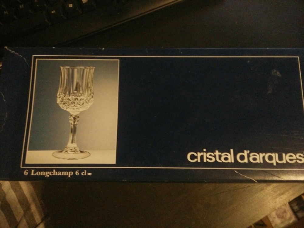 6 Longchamp 6cl 24% Lead Crystal Stemglasses Cristal d’Arques 4 1/2 High