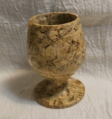 Hand-Carved Fossil Stone Goblet Or Chalice 3″ H 1.75″ W