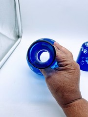 Cobalt Crystal Etched Glass Tumble Up