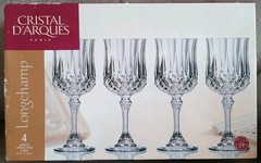 Set of 4 Cristal D’Arques Longchamp 7″ Goblet Wine Glasses 8.25oz Lead Crystal
