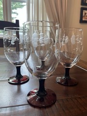Beautiful! Set of 4 Princess House Heritage Goblets w/ Ruby Red Stems #638