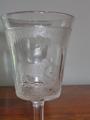 Antique 1880’s EAPG Crystal FROSTED POLAR BEAR Artic Tumbler Goblet (D)