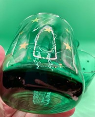 4 Vintage 90s Anchor Hocking Emerald Green Glasses Gold Star Swirl Celestial EUC