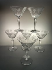 Morgantown Mayfair 7711 Etched Tall Champagne Sherbet Glasses 5.75″ Set of 6)