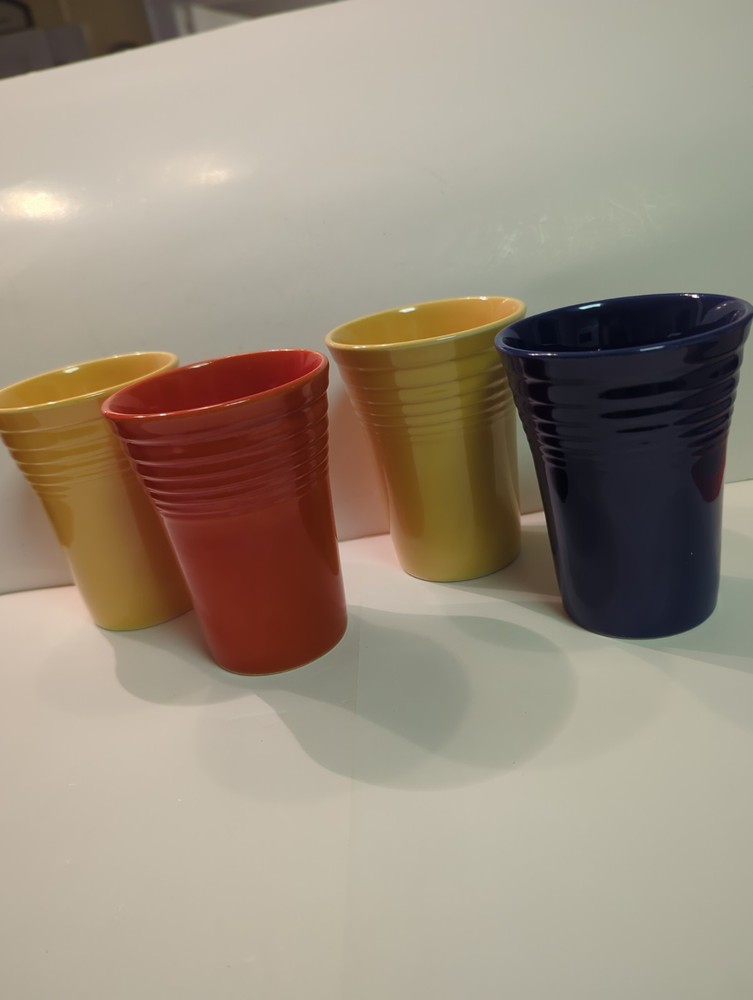 Set of 4 Vintage Fiesta Homer Laughlin 4 1/2″ Original Colors Water Tumblers