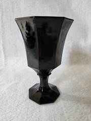 VTG Independence Glass Co Black Octagonal Water or Wine Goblet 5.75” Tall