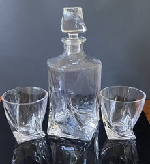 Mikasa Crystal Decanter And 2 Whisky Glasses Excellent