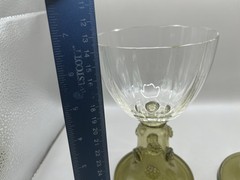 Set of 2 Vintage German Dutch Roemer Römer Blown Olive Goblet Glasses