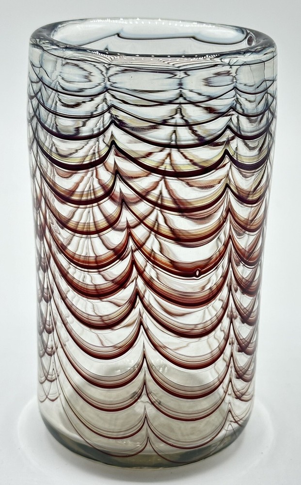 Vintage Don Pettey Signed Art Glass Cup 5.25” Tall x 2.25” Wide Holds 12 Fl. Oz.