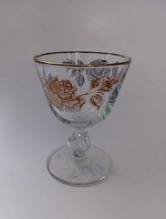 Vtg Libbey «Rose Bouquet» Coctail Glass Replacement Glass 24 Kt Gold Trim