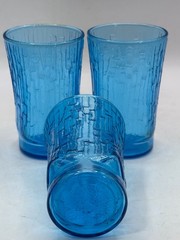 Pagoda Laser Blue by Anchor Hocking Set of 6 Retro MCM Glasses 5 oz Flat Tumbler