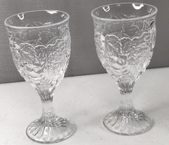 Vintage Noritake Crystal Arbor Set of 2 Wine Goblets Embossed Grapes & Leaves