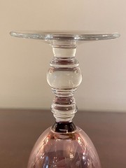 Romanian Etched Butterflies Ladybugs Dragonflies Amethyst CHAMPAGNE Glasses 6 PC