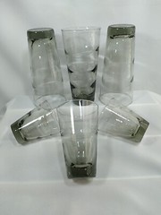 Vintage Libbey Glass Ripple Smoke Gray Coolers – 3 16oz, 1 8oz, 2 4oz, Set Of 6