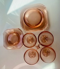 Mayfair Pink by FOSTORIA Cups Saucer And Salad Plate Set 12 Pieces –