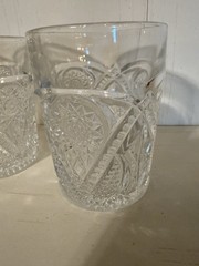 Set Of 4 Vintage Clear Pressed Glass Tumblers -UV Reactive Under 365 Nm Blackli