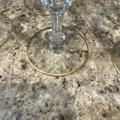 Lot of 6 Tiffin-Franciscan Minton Clear 7-5/8″ Gold Banded Water Goblets READ