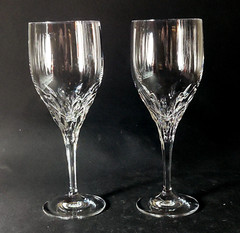 GORHAM DIAMOND WATER GLASSES, Cut Lead Crystal, 8 3/8″, 10 Oz, GERMANY, 2PCS