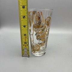 Gay Fad Gold Acorn Leaf High Ball Glasses 5.75” Tall 12 Oz MCM Set Of 7