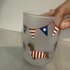 CULVER Frosted Patriotic Dachshund July 4th Glass 4”