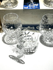 6 VINTAGE WATERFORD CRYSTAL LISMORE BRANDY GLASSES 5 1/8″ ORIGINAL BOX ~ IRELAND