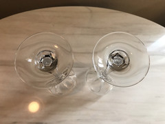Crystal Water Glasses Goblets Cut OSCAR DE LA RENTA Le Grande Fleur SET Pair