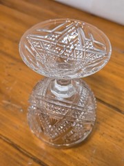 Antique EAPG Claret Wine Glass 4.5″ – Diamond & Fan Pattern – Pressed Glass