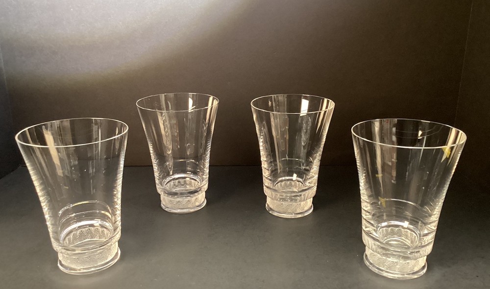 4 Rene Lalique Reims crystal glasses 12.4 cm H circa 1942 (pre-war)