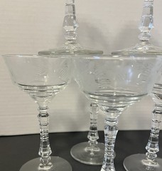 Set of 6 Vintage Libbey Cocktail Glasses Rock “Halifax” Pattern Etched 6”H