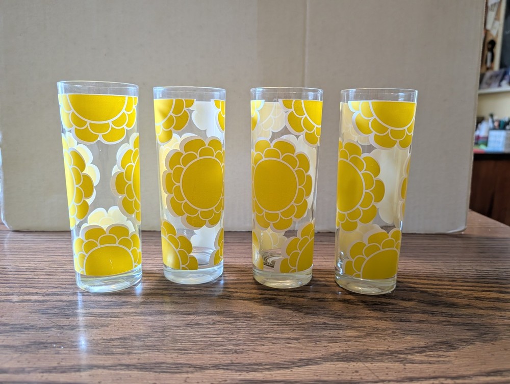 Vintage Set of 4 Iced Tea/Lemonade Tumblers 6-7/8″