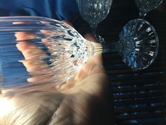 4 CRISTAL D’ARQUES DURAND BRETAGNE 6 1/2″ WINE GLASSES 1990-1996 TEARDROP DESIGN