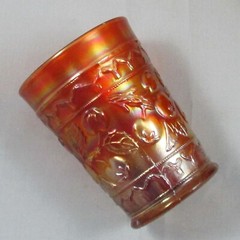 FENTON APPLE TREE MARIGOLD CARNIVAL GLASS TUMBLER LR