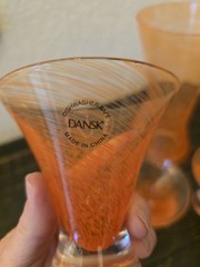 4 Piece Dansk Orange Twist Glassware Pitcher Martini Glasses Handblown Sticker