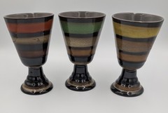 Garden Terrace Set Of 3 Ceramic Wine / Water Goblets