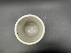 Handmade Studio Art Pottery Chalice Goblet Signed Cream and Brown Glaze