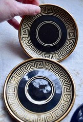 6 Vintage 24K Gold & Black Adis Greek Demitasse Tea or Coffee Set #8982