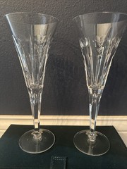 Waterford Millennium Crystal Love Hearts Champagne Flute Set 2 PC