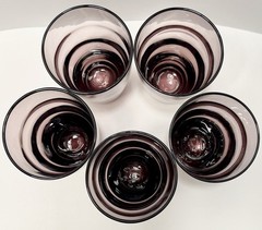 Vintage Set of 5 Libbey Ripple Purple Amethyst Saturn Optical Tumbler Glasses