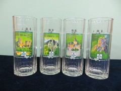 4 DAB Bier Beer German Castle Mug Stein Glass Kaub Eltz Schwanstein Heidelberg