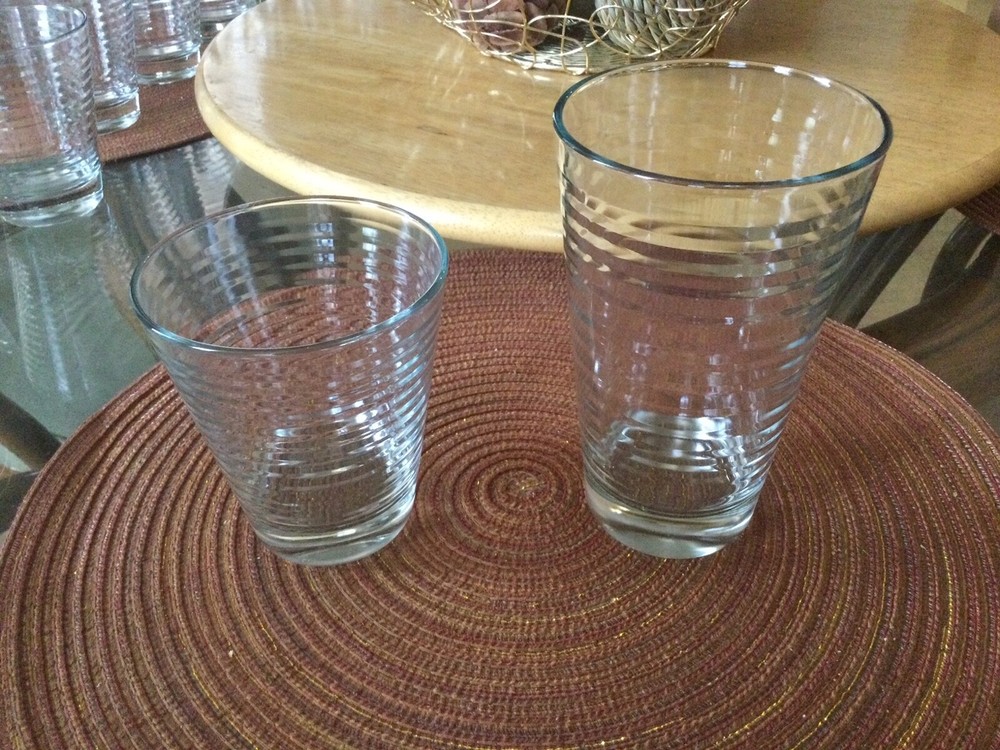 «Doro» by Pasabahce 2 Sets of Horizontal Rings Glassware 6″ & 4″
