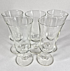 Set 5 Clear Stemmed Wine Glasses Flared Tulip Goblets Small Dessert Cups 1295