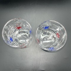 Set Of 2 Americana Icon Stars Rocks Cocktail Glasses Red Blue Barware
